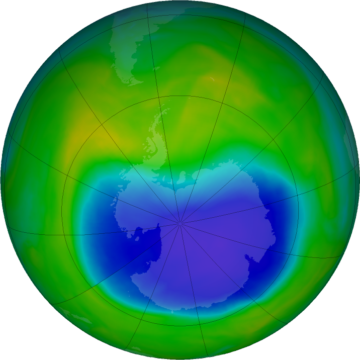 Antarctic ozone map for 27 November 2023